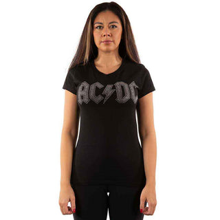 AC/DC Ladies Slim Fit T-Shirt: Logo (Embellished)