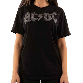 AC/DC Unisex T-Shirt: Logo (Black) (Embellished)