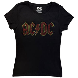 AC/DC Ladies Embellished T-Shirt: Full Colour Logo