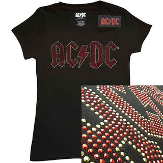 AC/DC Ladies Embellished T-Shirt: Full Colour Logo