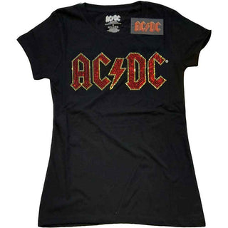 AC/DC Ladies Embellished T-Shirt: Full Colour Logo
