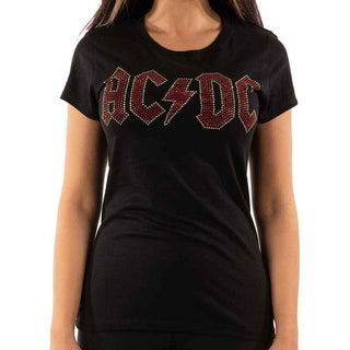 AC/DC Ladies Embellished T-Shirt: Full Colour Logo