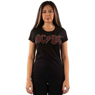 AC/DC Ladies Embellished T-Shirt: Full Colour Logo