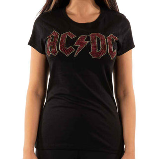 AC/DC Ladies Embellished T-Shirt: Full Colour Logo