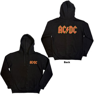 AC/DC Ladies Zipped Hoodie: Logo (Back Print)
