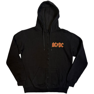 AC/DC Ladies Zipped Hoodie: Logo (Back Print)