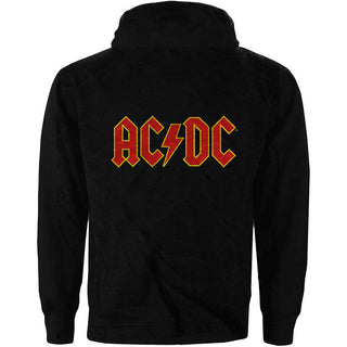 AC/DC Zipped Hoodie: Logo (Back Print)