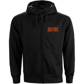 AC/DC Zipped Hoodie: Logo (Back Print)