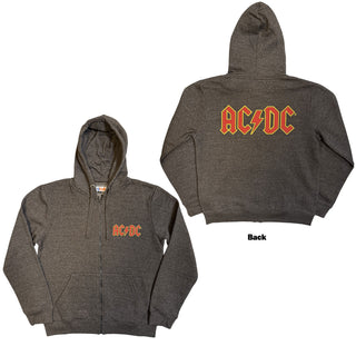AC/DC Zipped Hoodie: Logo (Back Print)