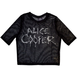 Alice Cooper Ladies Crop Top: Dripping Logo (Mesh)