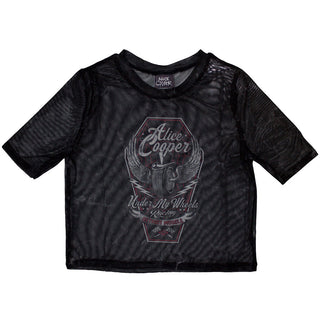 Alice Cooper Ladies Crop Top: Under My Wheels (Mesh)