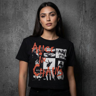 Alice In Chains Ladies Crop Top: Albums Montage (Black)