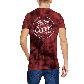 Alice In Chains T-Shirt: Circle Emblem (Red) (Back Print & Wash Collection)