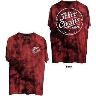 Alice In Chains T-Shirt: Circle Emblem (Red) (Back Print & Wash Collection)