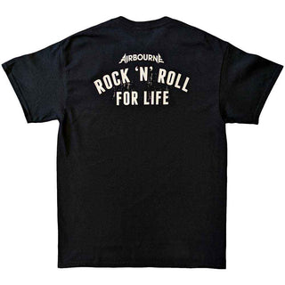 Airbourne Unisex T-Shirt: R 'n' R Boneshaker (Black) (Back Print)