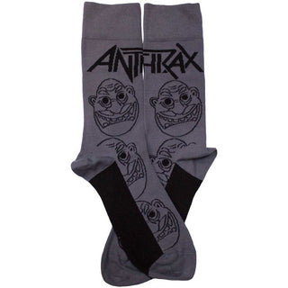 Anthrax Unisex Ankle Socks: Faces Pattern Mono (Charcoal Grey) (UK Size 7 - 11)