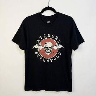 Avenged Sevenfold Unisex Premium Carbon T-Shirt: Deathbat Red Circle (Black)