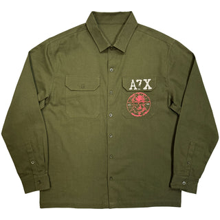 Avenged Sevenfold Casual Shirt: Skull Emblem (Green)