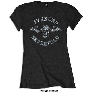 Avenged Sevenfold Ladies Embellished T-Shirt: Death Bat (Diamante)