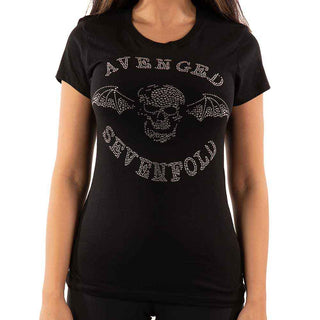 Avenged Sevenfold Ladies Embellished T-Shirt: Death Bat (Diamante)