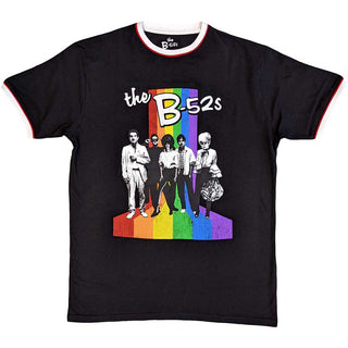 B52s Unisex Ringer T-Shirt: Rainbow Stripes Ringer