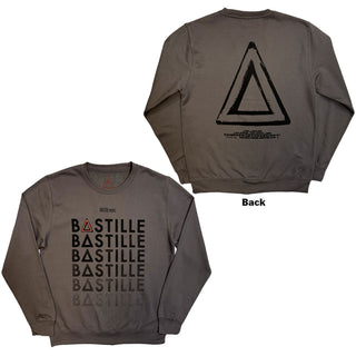 Bastille Sweatshirt: Repeat Logo (Charcoal Grey) (Back Print)  (Ex-Tour)