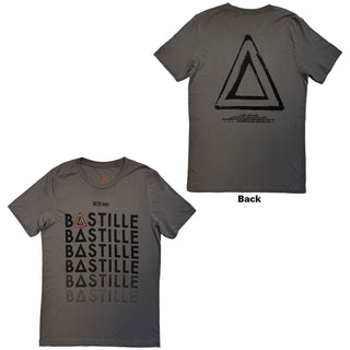 Bastille T-Shirt: Repeat Logo (Charcoal Grey) (Back Print) (Ex-Tour)