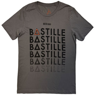 Bastille Unisex T-Shirt: Repeat Logo (Charcoal Grey) (Back Print) (Ex-Tour)