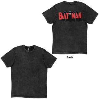 DC Comics Stone Wash T-Shirt: Batman Classic Logo (Charcoal Grey) (Back Only)