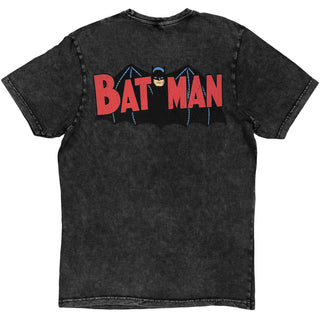 DC Comics Stone Wash T-Shirt: Batman Classic Logo (Charcoal Grey) (Back Only)