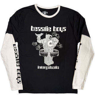 The Beastie Boys Layered Long Sleeve T-Shirt: Intergalactic Robot (Black & White) (Sleeve Print)