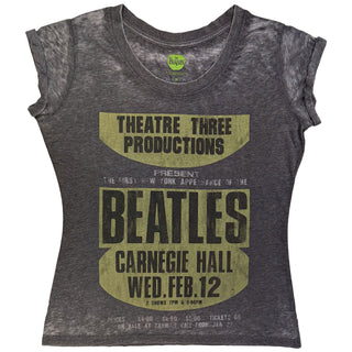 The Beatles Ladies Slim Fit T-Shirt: Carnegie Hall (Burnout)