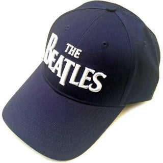 The Beatles Baseball Cap: White Drop T Logo (Navy Blue)