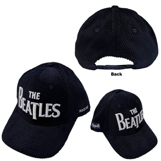 The Beatles Baseball Cap: Drop T Logo & Apple Corduroy (Navy Blue)