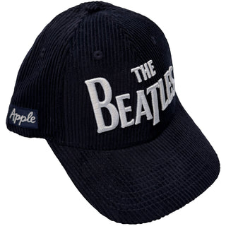 The Beatles Baseball Cap: Drop T Logo & Apple Corduroy (Navy Blue)