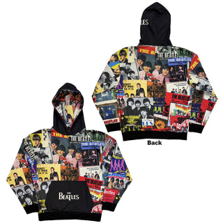 The Beatles Pullover Hoodie: Single Covers (Black) (All Over Print)