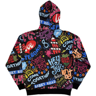 The Beatles Pullover Hoodie: Song Titles (Black) (All Over Print)