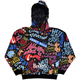 The Beatles Pullover Hoodie: Song Titles (Black) (All Over Print)