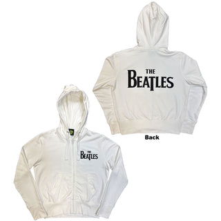 The Beatles Ladies Zipped Hoodie: Drop T Logo (Back Print)