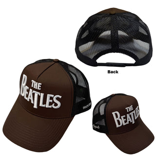 The Beatles Mesh Back Cap: Drop T Logo & Apple (Brown & Black)