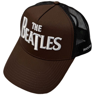 The Beatles Mesh Back Cap: Drop T Logo & Apple (Brown & Black)