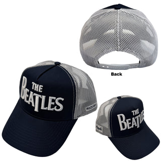 The Beatles Mesh Back Cap: Drop T Logo & Apple (Navy Blue & White)