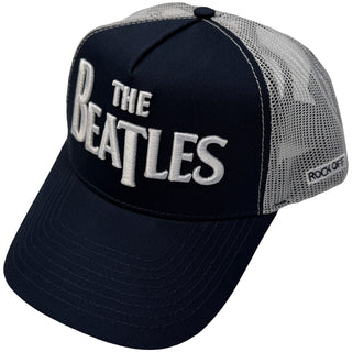 The Beatles Mesh Back Cap: Drop T Logo & Apple (Navy Blue & White)