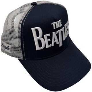 The Beatles Mesh Back Cap: Drop T Logo & Apple (Navy Blue & White)