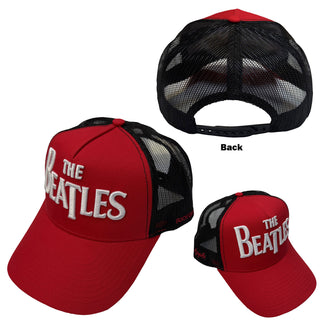 The Beatles Mesh Back Cap: Drop T Logo & Apple (Red & Black)