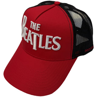 The Beatles Mesh Back Cap: Drop T Logo & Apple (Red & Black)