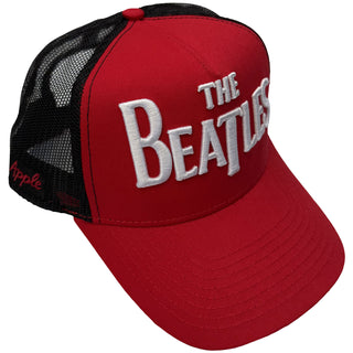 The Beatles Mesh Back Cap: Drop T Logo & Apple (Red & Black)