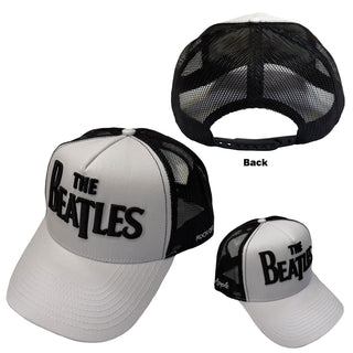 The Beatles Mesh Back Cap: Drop T Logo & Apple (Black & White)