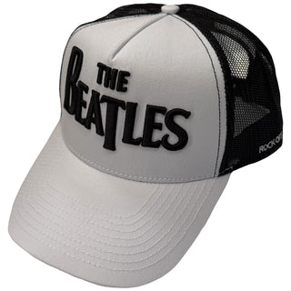 The Beatles Mesh Back Cap: Drop T Logo & Apple (Black & White)