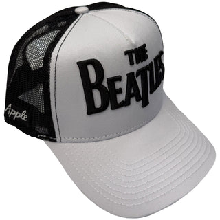 The Beatles Mesh Back Cap: Drop T Logo & Apple (Black & White)